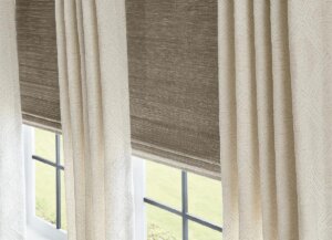 Cream colored drapes with darker sand color shades pair nicely birmingham