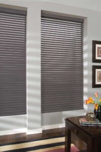 Graphite Faux Wood 2 inch Blinds with Premium Valence Upgrade birmingham al